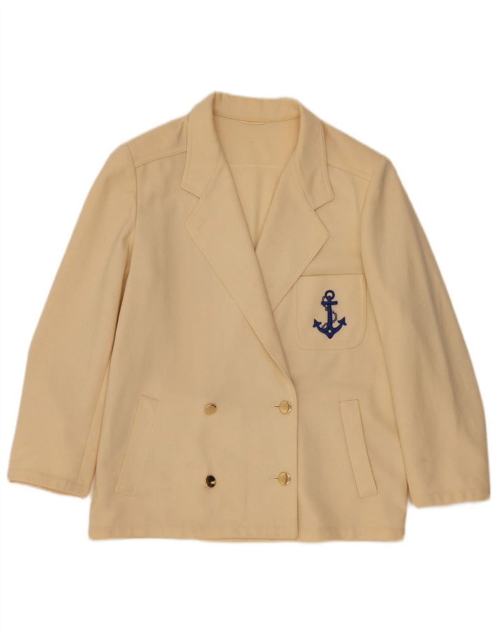 Marella Womens Double Breasted Blazer Jacket UK 14 Large Beige