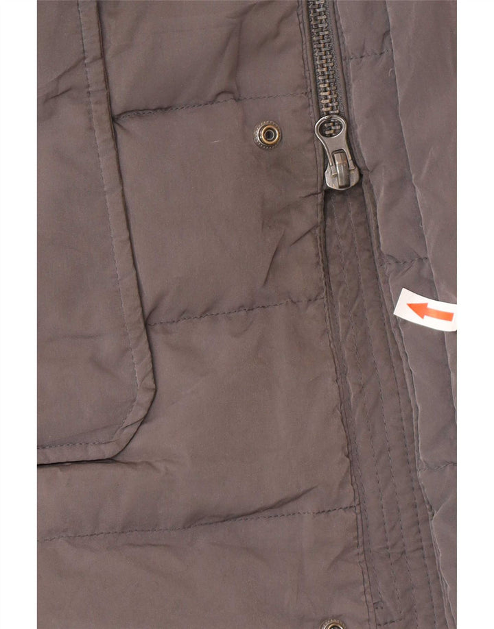 Massimo Dutti Womens Hooded Padded Coat UK 40 Large Grey Polyester
