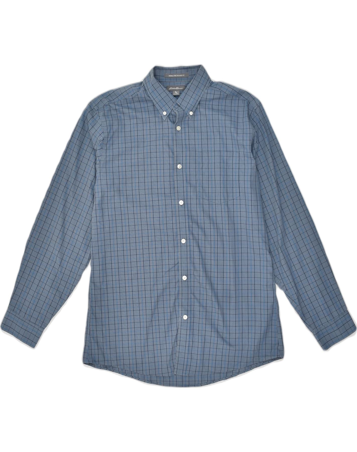 Eddie Bauer Eddie Bauer Shirt Mens Medium Blue Check Button Up