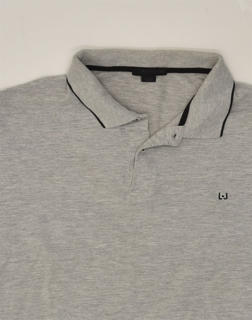 LIU JO Mens Slim Fit Polo Shirt 2XL Grey Cotton | Vintage Liu Jo | Thrift | Second-Hand Liu Jo | Used Clothing | Messina Hembry 