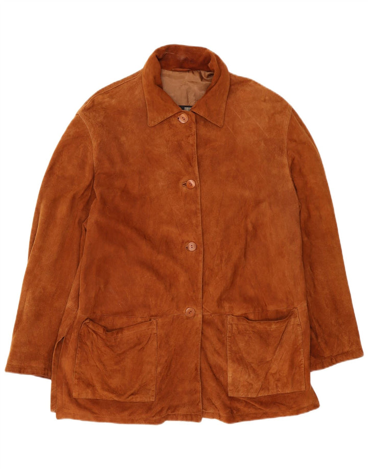 Vintage Womens Suede Jacket IT 46 Large Brown Leather