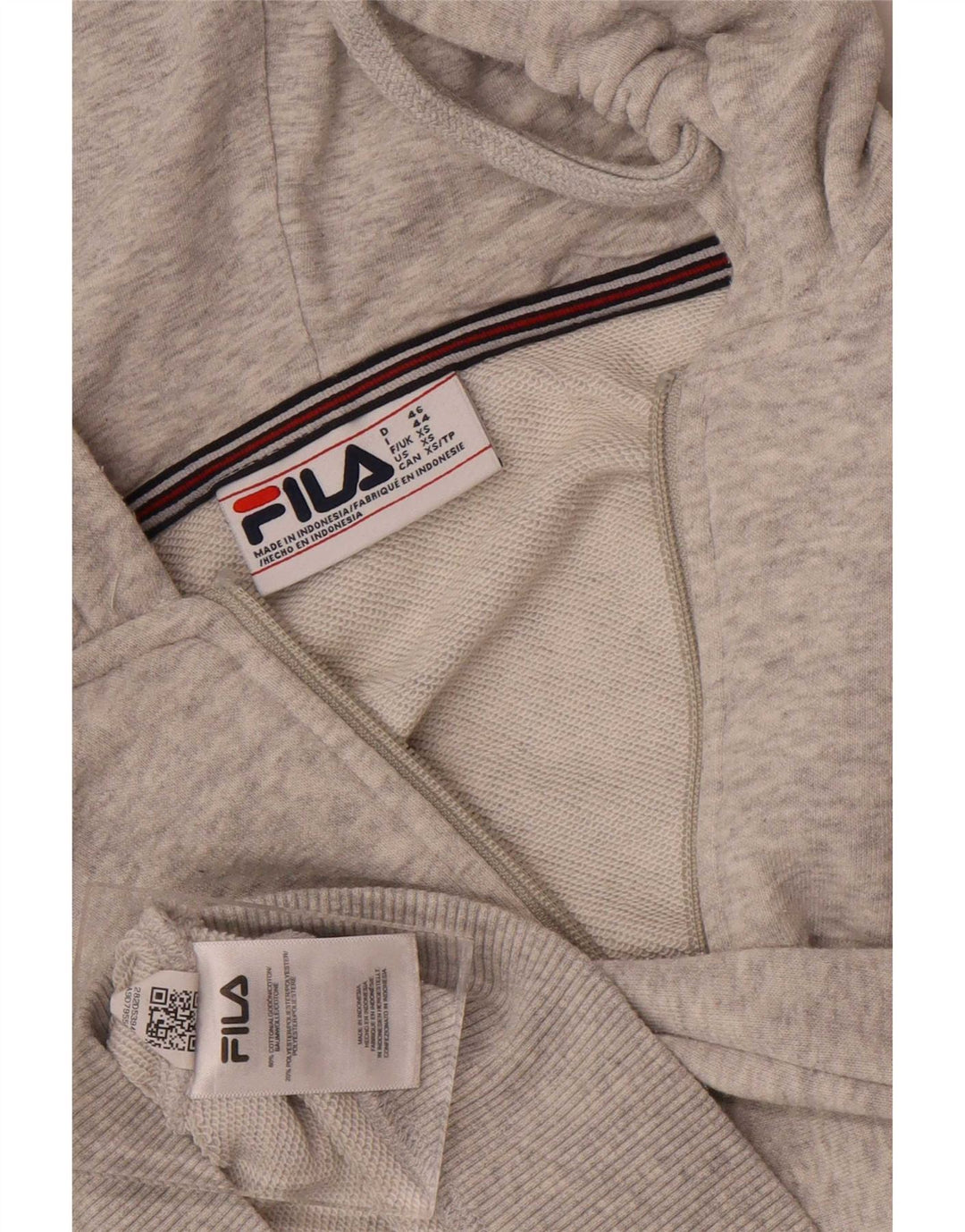Fila Mens Zip Hoodie Sweater XS Grey Cotton