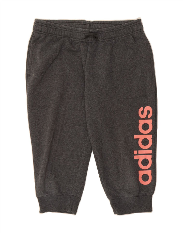 ADIDAS Womens Graphic Sport Shorts UK 14 Large  Grey Vintage Adidas and Second-Hand Adidas from Messina Hembry 