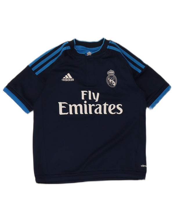 Adidas Boys Real Madrid Graphic T-Shirt Top 9-10 Years Navy Blue Polyester