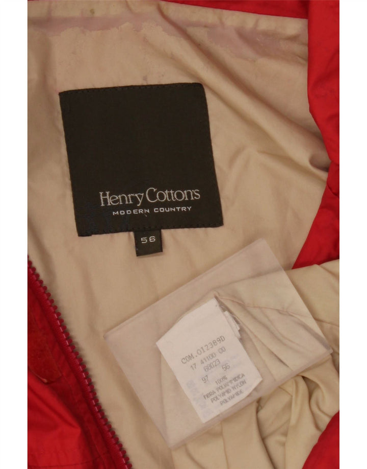 HENRY COTTONS Mens Hooded Rain Jacket IT 56 3XL Red Polyamide