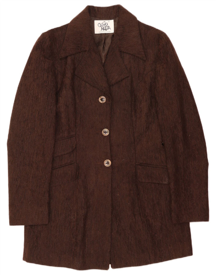 Coconuda Womens Longline Corduroy 3 Button Blazer Jacket UK 10 Small Brown