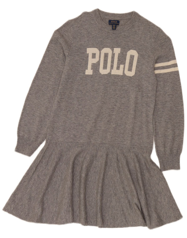 Polo Ralph Lauren Girls Graphic Jumper Dress 15-16 Years XL Grey