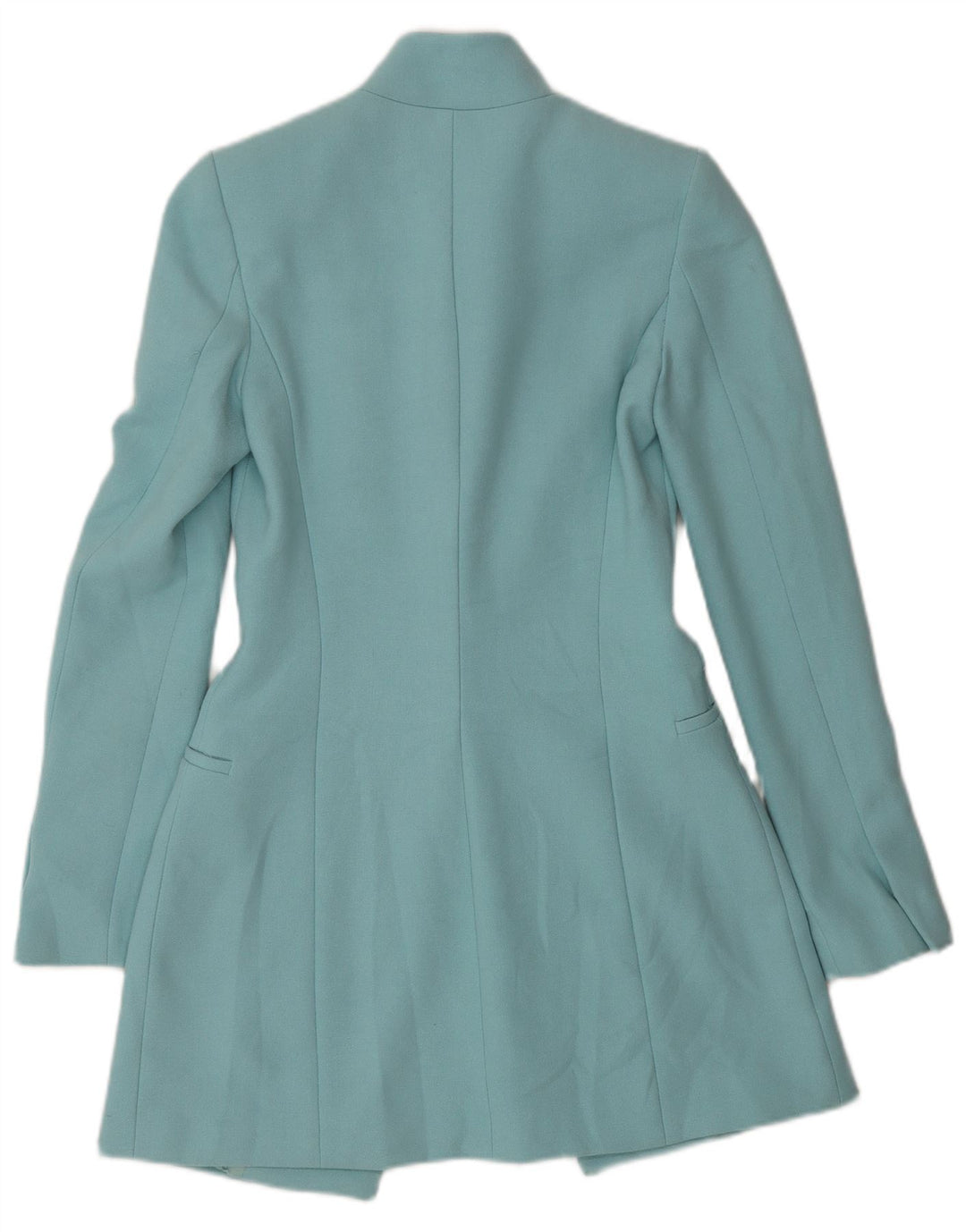 Zara Womens 1 Button Longline Blazer Jacket UK 6 XS Blue Acetate