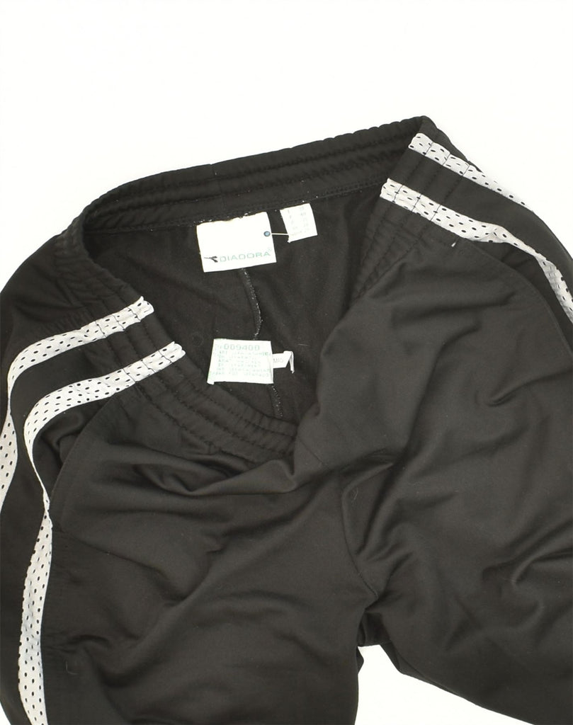 DIADORA Womens Tracksuit Trousers Medium Black Polyester | Vintage Diadora | Thrift | Second-Hand Diadora | Used Clothing | Messina Hembry 