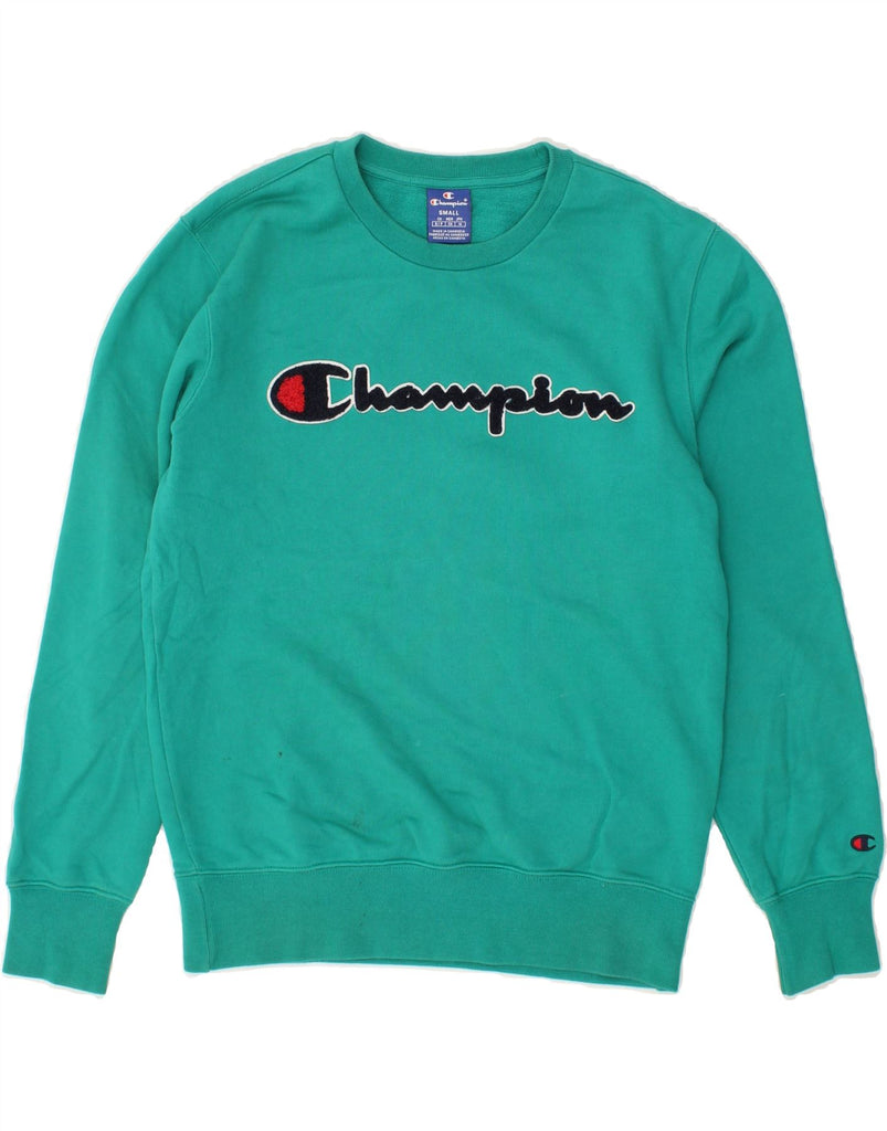 CHAMPION Womens Oversized Graphic Sweatshirt Jumper UK 10 Small Green | Vintage Champion | Thrift | Second-Hand Champion | Used Clothing | Messina Hembry 