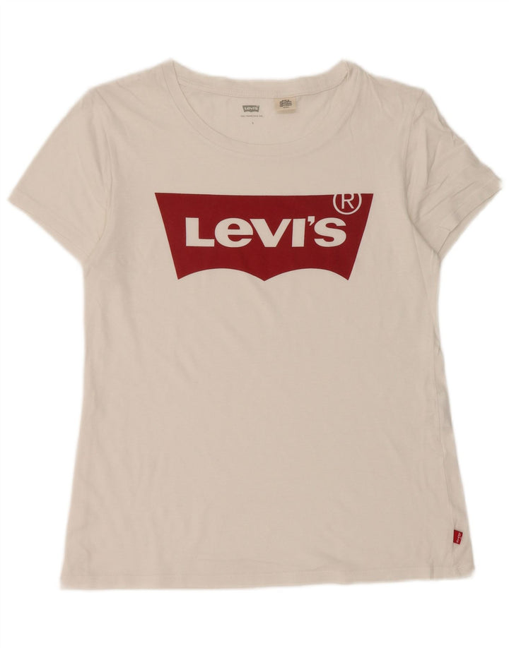 LEVI'S Womens Graphic T-Shirt Top UK 10 Small White
