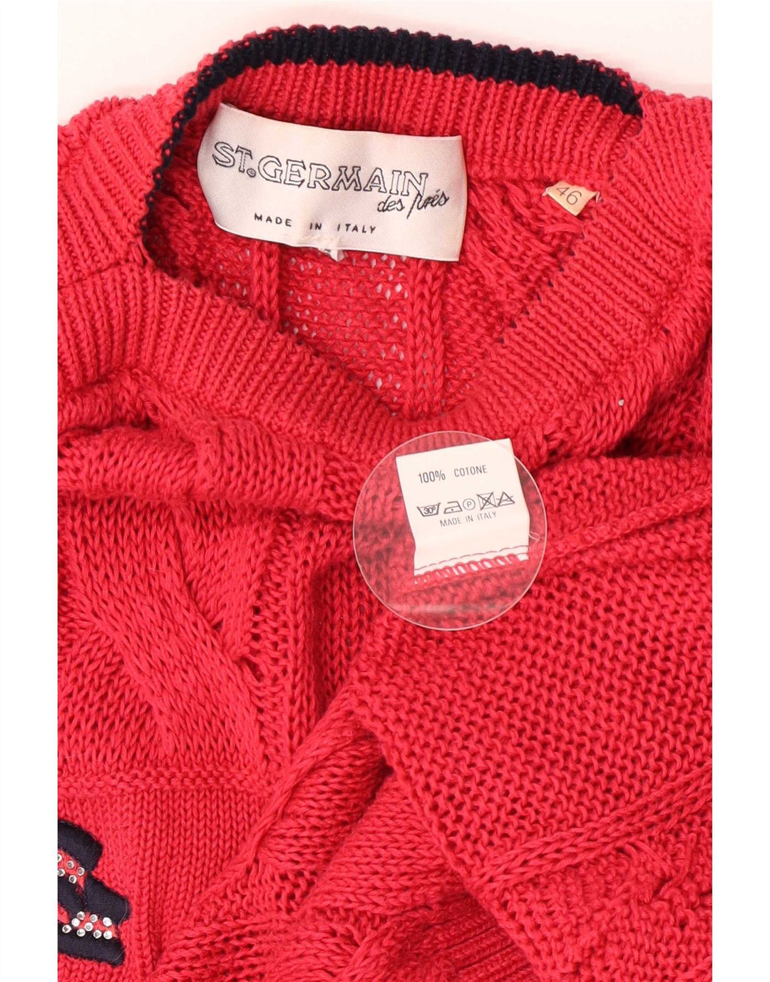St. Germain Womens Graphic Boat Neck Jumper Sweater IT 46 Large Red Classic