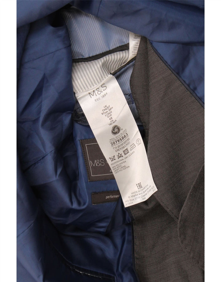 Marks & Spencer Mens 2 Button Blazer Jacket EU 48 Medium Grey Polyester