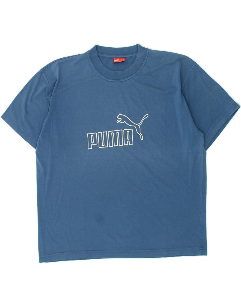 PUMA Mens Graphic T-Shirt Top Large Blue Vintage Puma and Second-Hand Puma from Messina Hembry 