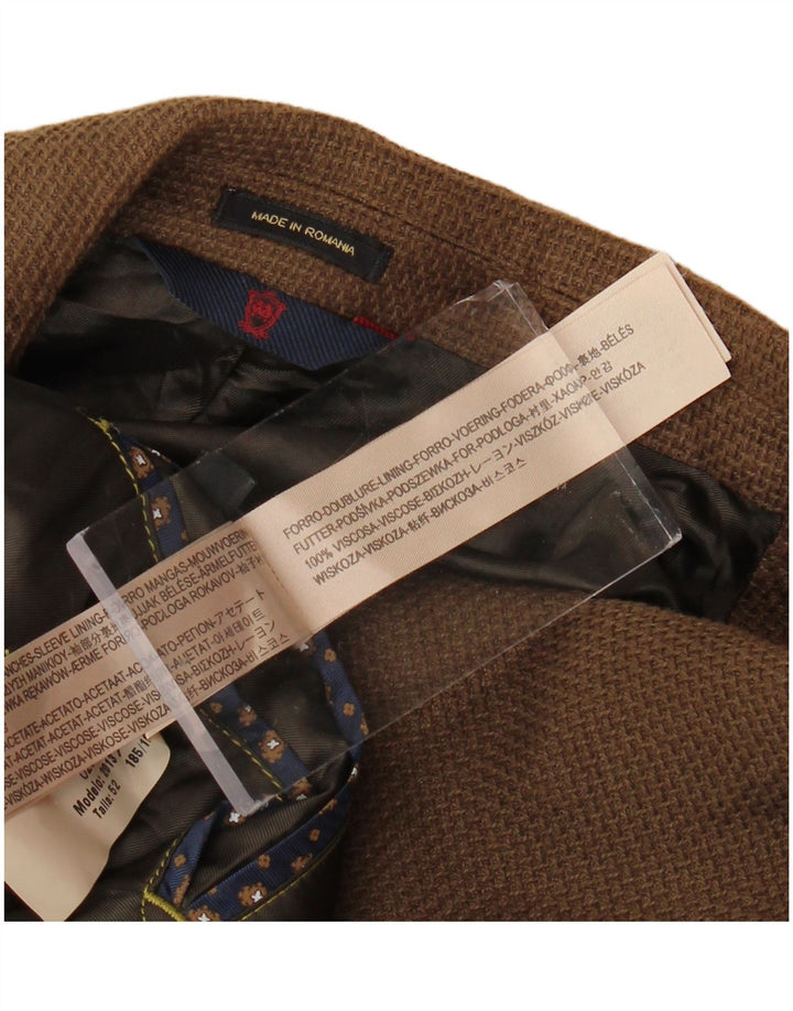 MASSIMO DUTTI Mens 2 Button Blazer Jacket UK 38 Medium Brown Viscose