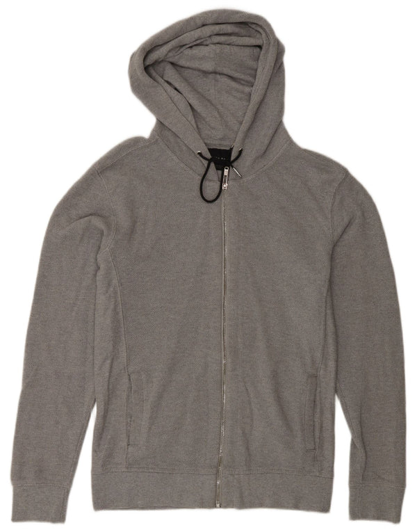 Zara Mens Zip Hoodie Sweater Medium Grey Cotton