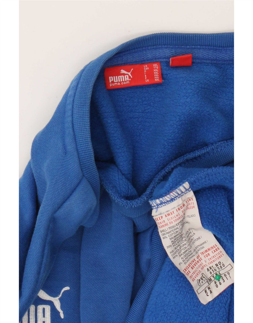 Puma Mens Sweatshirt Jumper 2XL Blue Colourblock Cotton