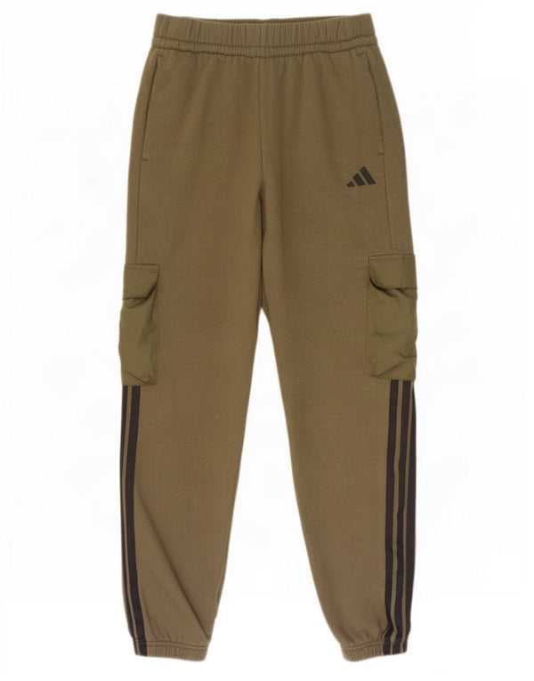 Adidas Boys Cargo Tracksuit Trousers Joggers 13-14 Years Khaki Cotton
