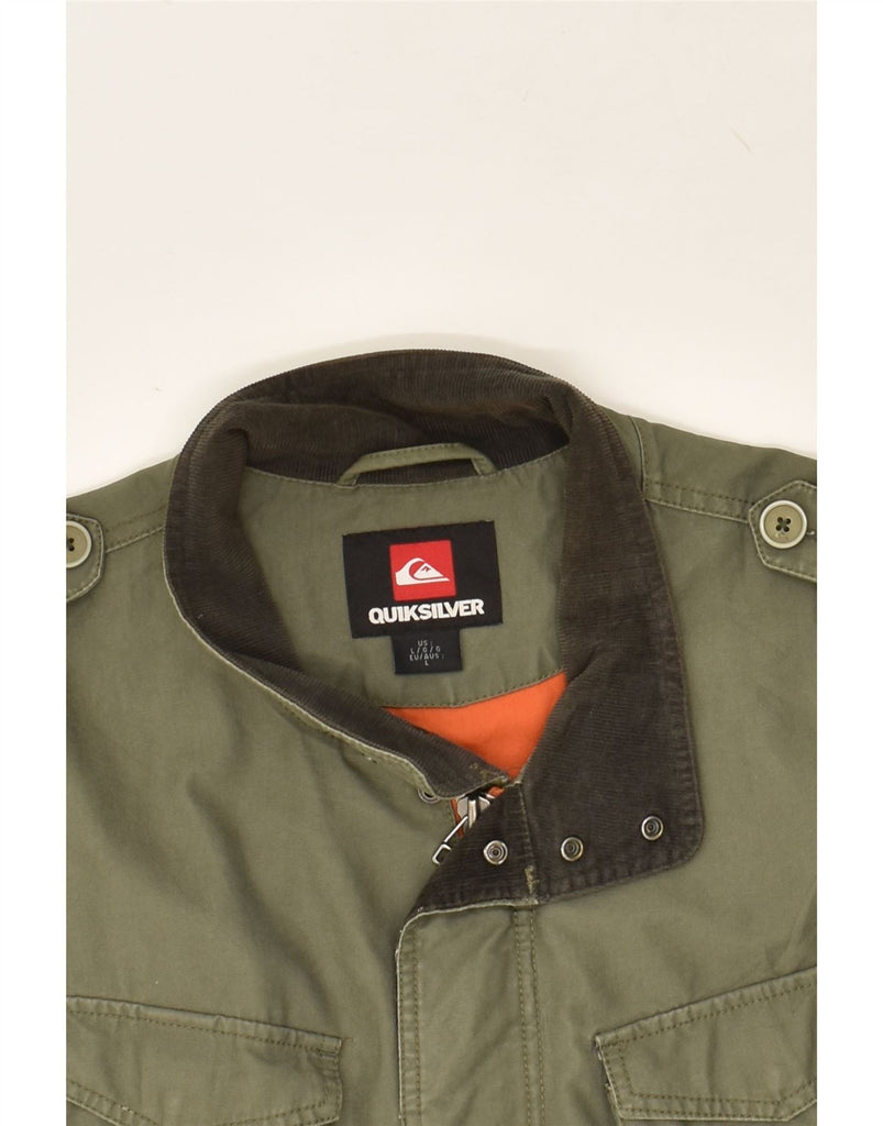 QUIKSILVER Mens Military Jacket UK 40 Large Green Cotton | Vintage Quiksilver | Thrift | Second-Hand Quiksilver | Used Clothing | Messina Hembry 