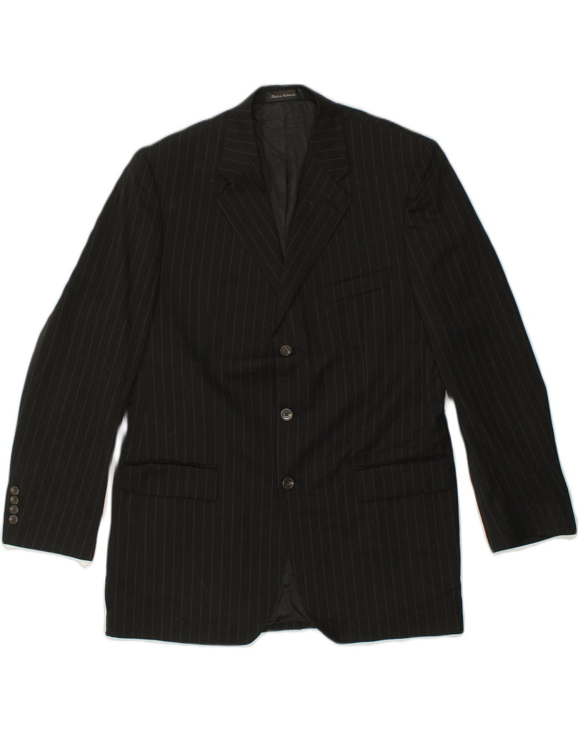 CHAPS Mens 2 Button Blazer Jacket UK 42 XL Black Pinstripe Wool | Vintage Chaps | Thrift | Second-Hand Chaps | Used Clothing | Messina Hembry 