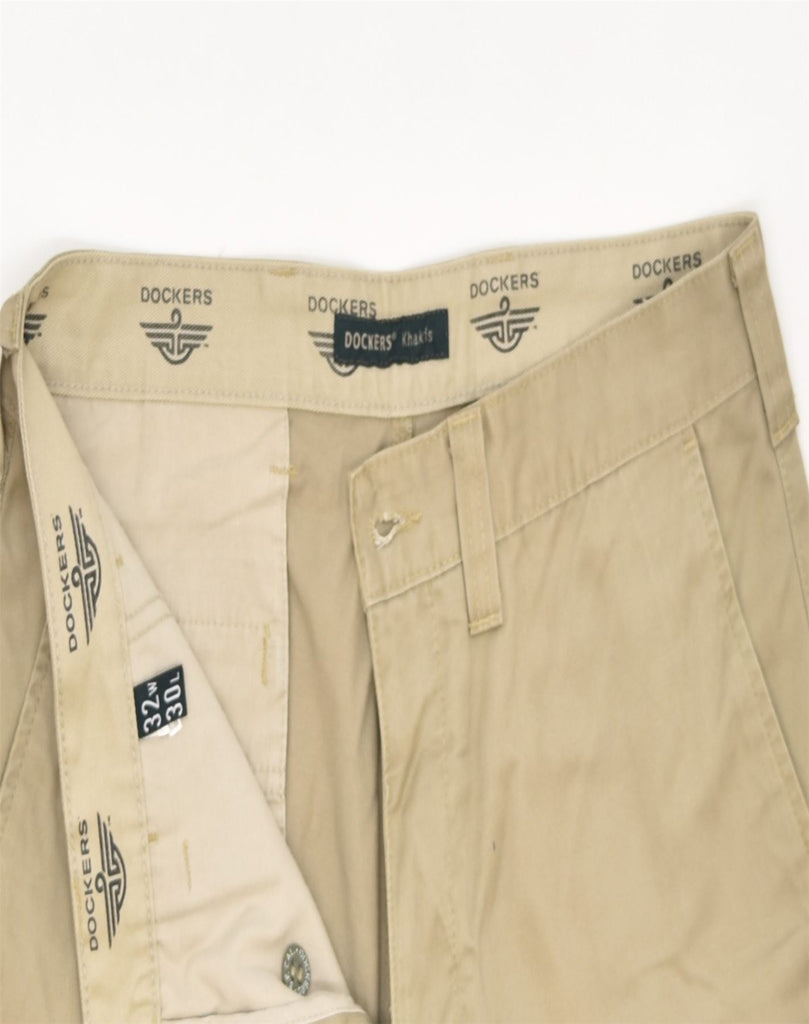 DOCKERS Mens Straight Casual Trousers W32 L28 Beige Cotton | Vintage | Thrift | Second-Hand | Used Clothing | Messina Hembry 