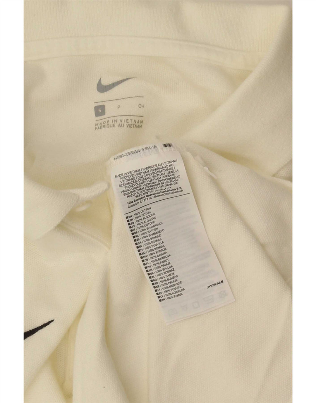 Nike Mens Polo Shirt Small Off White Cotton