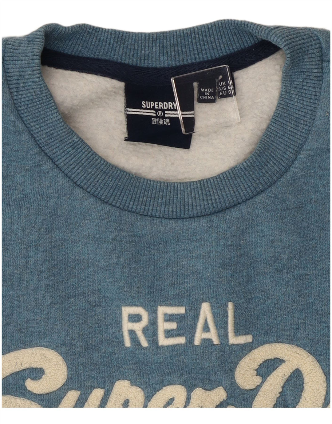 Superdry Womens Graphic Sweatshirt Jumper UK 10 Small Blue Flecked