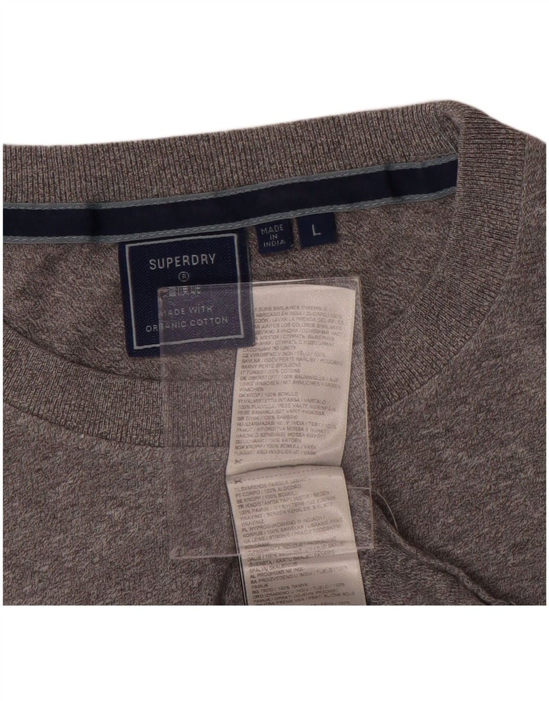 Superdry Womens T-Shirt Top UK 16 Large Grey Flecked Cotton