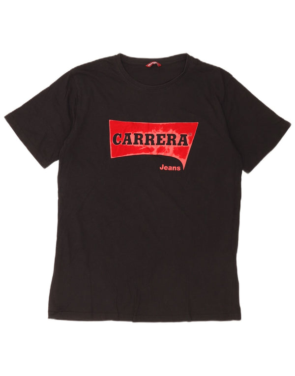 Carrera Mens Graphic T-Shirt Top Large Black Cotton