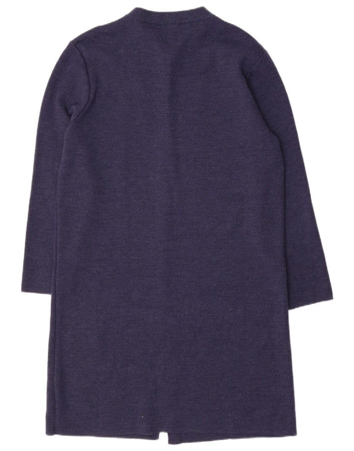 Marks & Spencer Womens Longline Cardigan Sweater UK 16 Large Navy Blue Wool