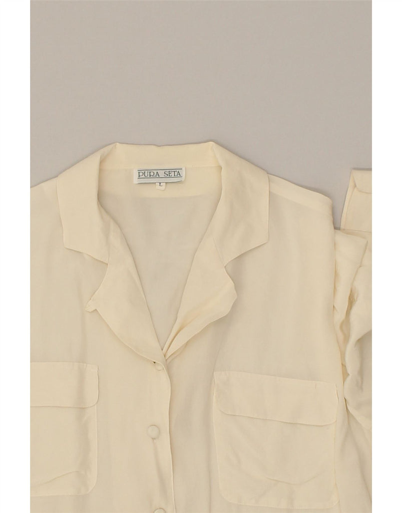 VINTAGE Womens Shirt Blouse UK 16 Large Beige Silk | Vintage Vintage | Thrift | Second-Hand Vintage | Used Clothing | Messina Hembry 