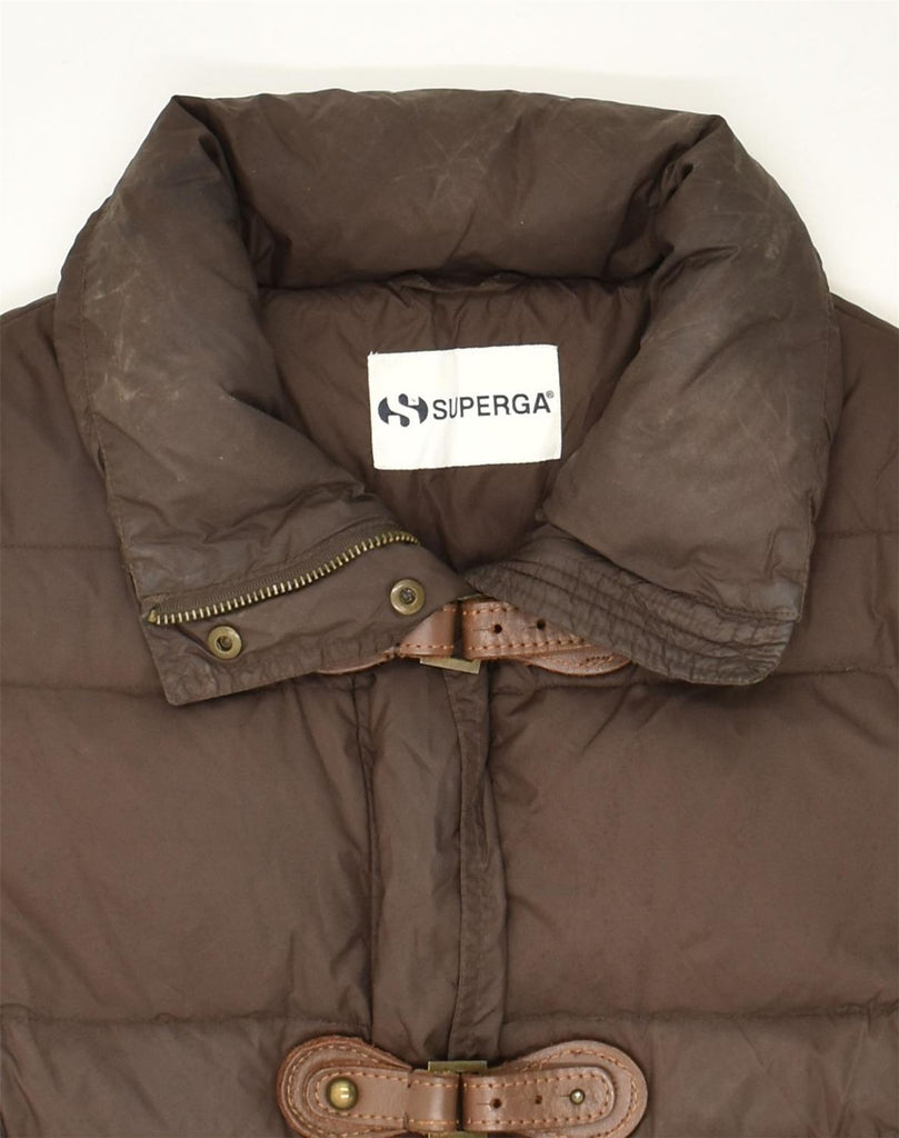 SUPERGA Womens Padded Jacket UK 8 Small Brown Polyamide | Vintage Superga | Thrift | Second-Hand Superga | Used Clothing | Messina Hembry 