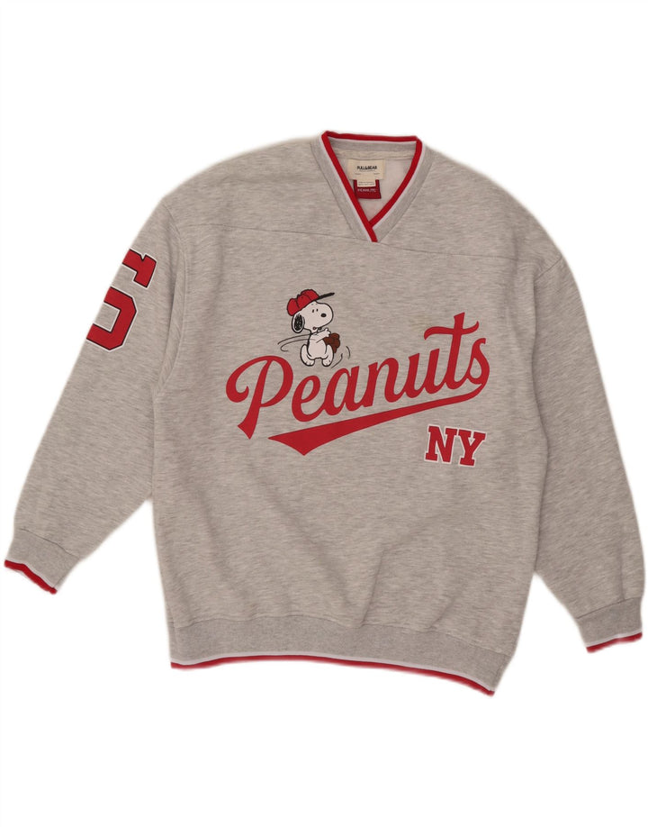 Pull & Bear Mens Peanuts Graphic Sweatshirt Jumper Small Grey Cotton