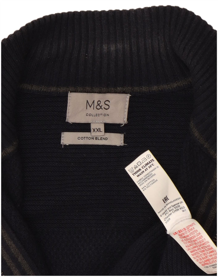Marks & Spencer Mens Cardigan Sweater 2XL Navy Blue Cotton