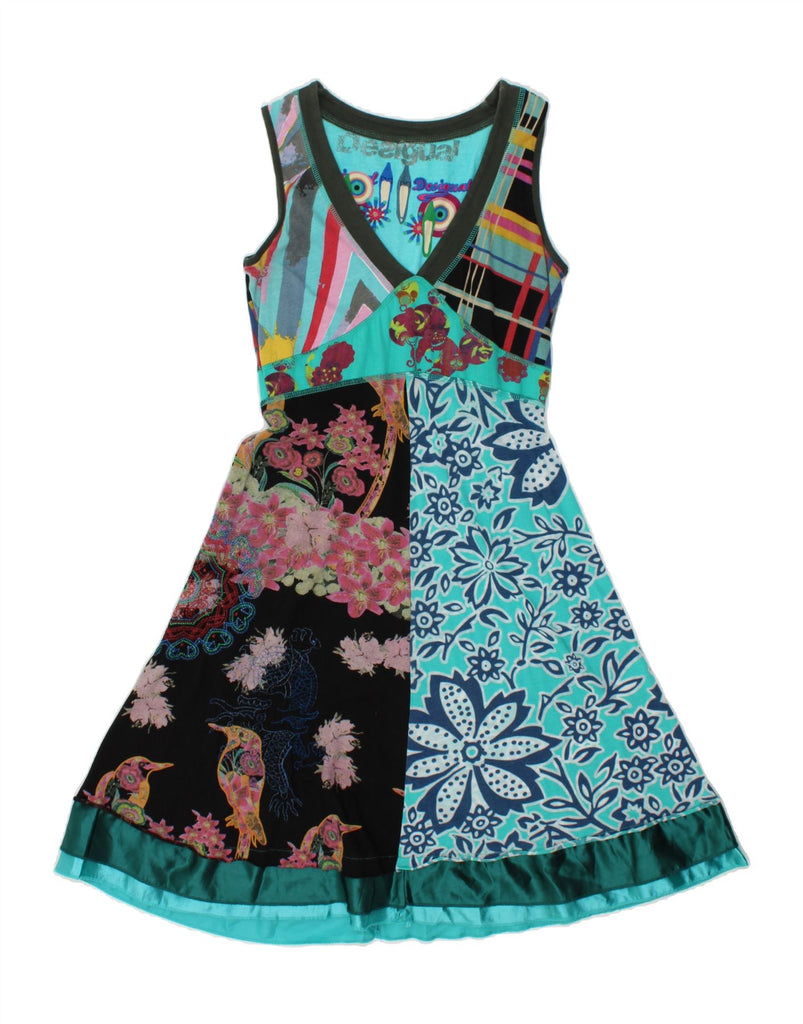 DESIGUAL Womens Slim A-Line Dress UK 14 Large Multicoloured Patchwork Vintage Desigual and Second-Hand Desigual from Messina Hembry 