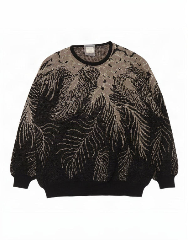Vintage Womens Crew Neck Jumper Sweater UK 16 Large Black Floral