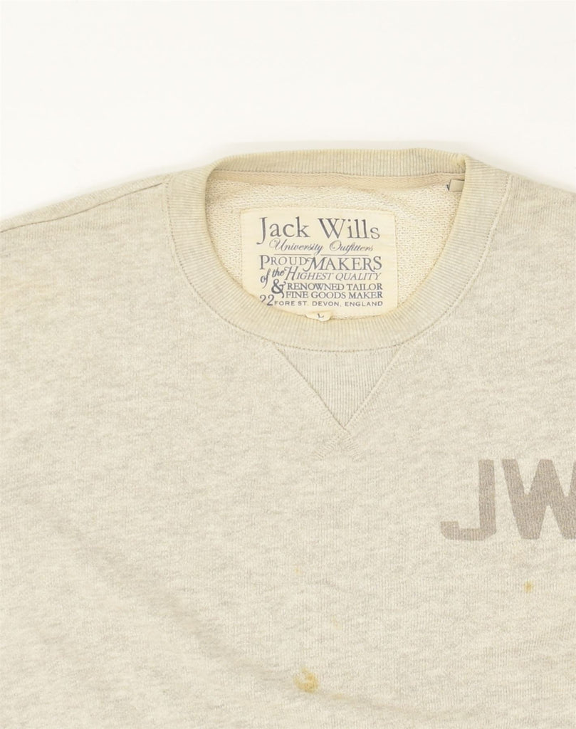 JACK WILLS Mens University Outfitters Graphic Sweatshirt Jumper Large Grey | Vintage Jack Wills | Thrift | Second-Hand Jack Wills | Used Clothing | Messina Hembry 