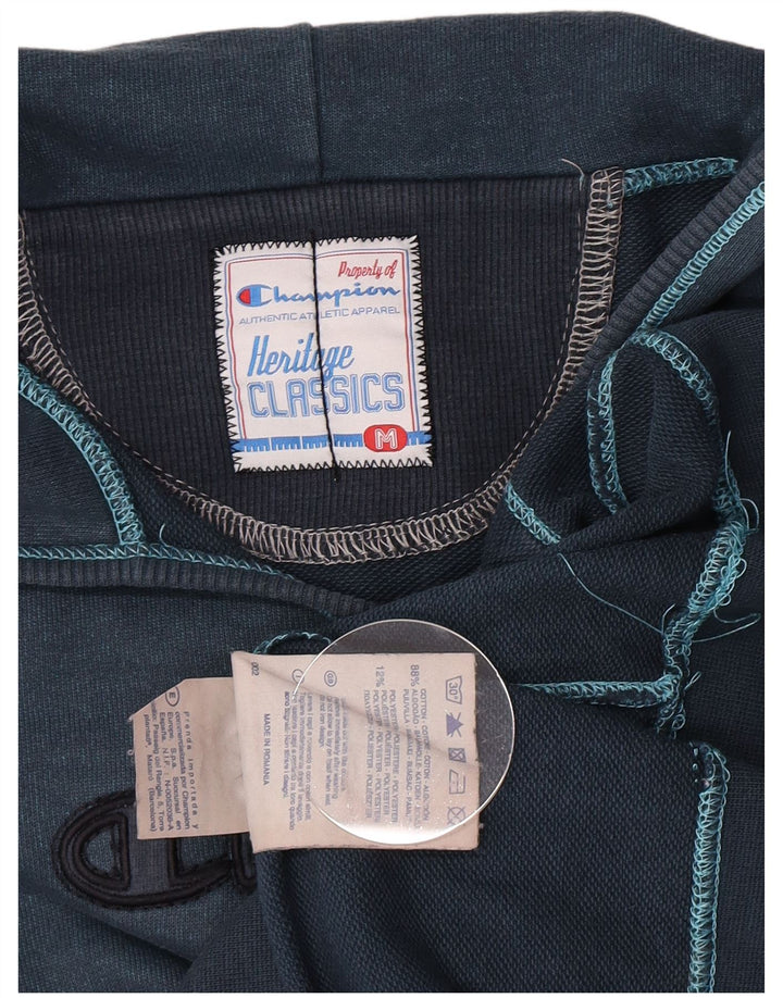 Champion Womens Heritage Classics Graphic Hoodie Jumper UK 12 Medium Blue