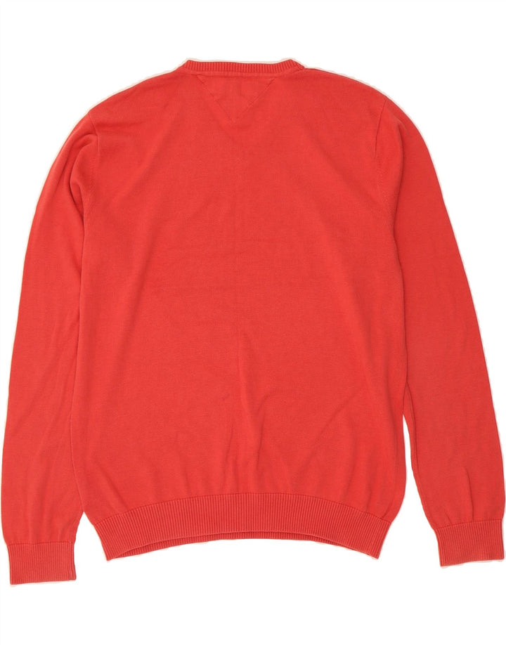 TOMMY HILFIGER Mens V-Neck Jumper Sweater XL Red Cotton Vintage Tommy Hilfiger and Second-Hand Tommy Hilfiger from Messina Hembry 