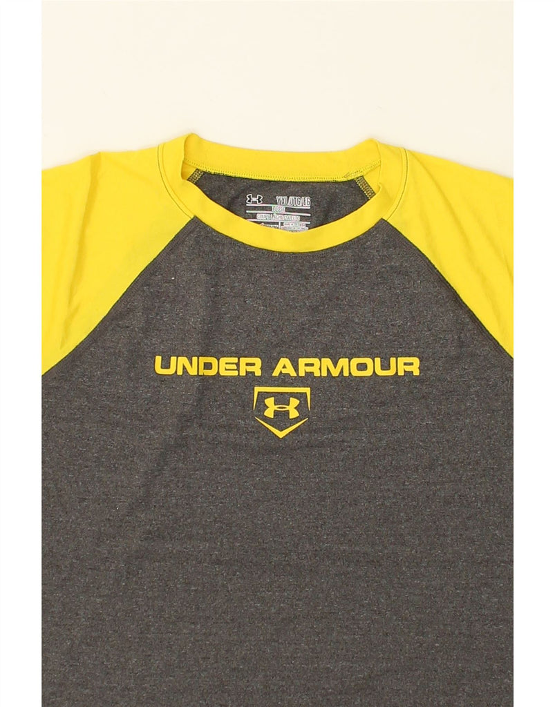 UNDER ARMOUR Girls Cold Gear Graphic Top 3/4 Sleeve 13-14 Years XL Grey | Vintage Under Armour | Thrift | Second-Hand Under Armour | Used Clothing | Messina Hembry 