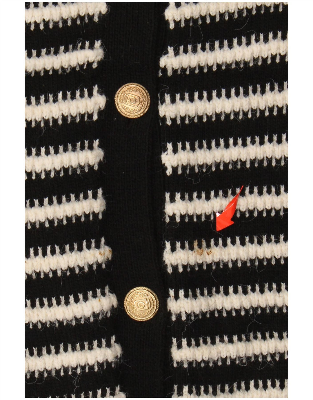 MARKS & SPENCER Womens Cardigan Sweater UK 10 Small Black Striped Acrylic