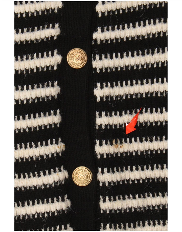 MARKS & SPENCER Womens Cardigan Sweater UK 10 Small Black Striped Acrylic