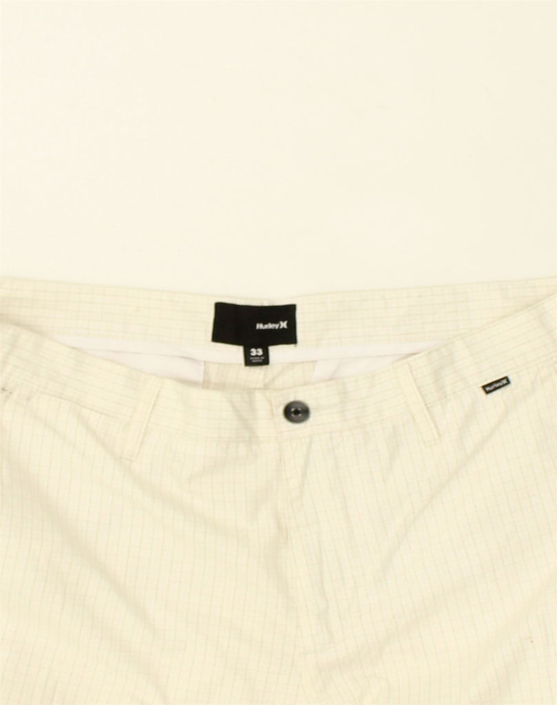 HURLEY Mens Chino Shorts W33 Medium Off White Check Cotton | Vintage Hurley | Thrift | Second-Hand Hurley | Used Clothing | Messina Hembry 