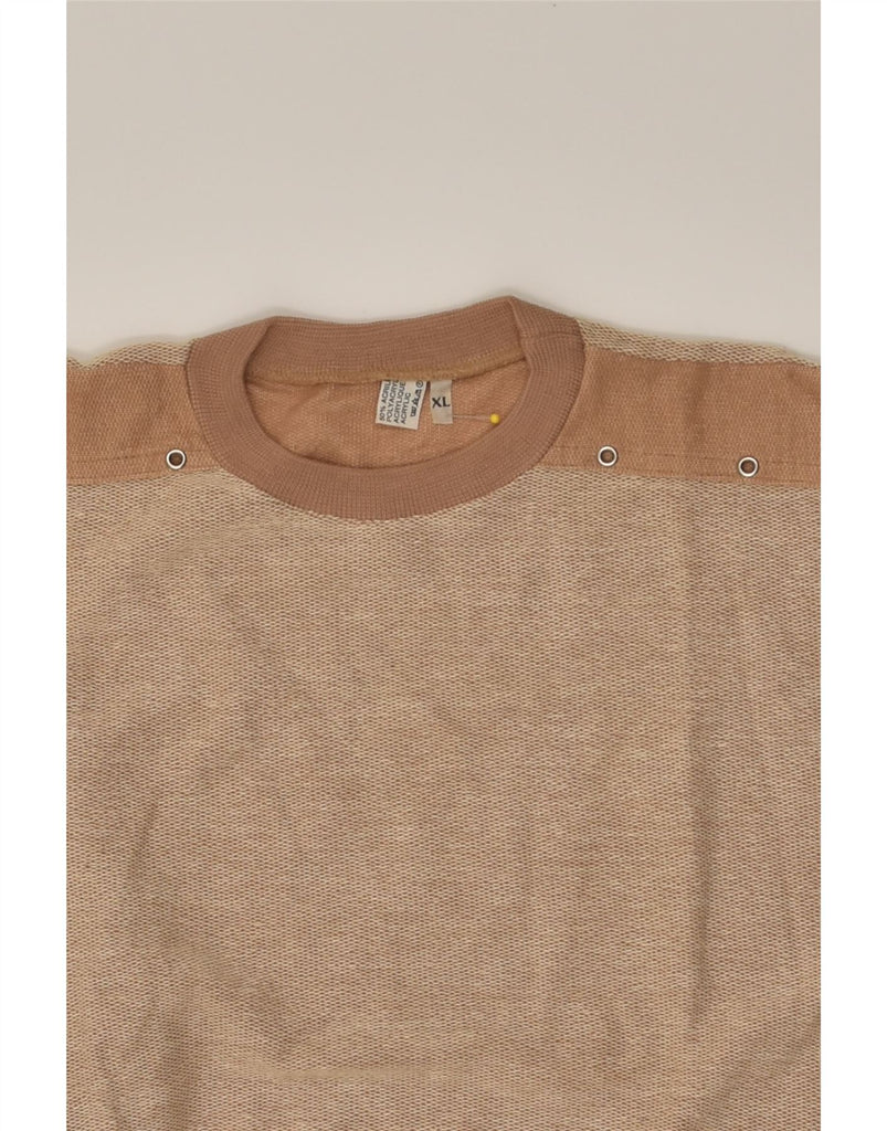 VINTAGE Mens Crew Neck Jumper Sweater XL Brown Cotton | Vintage Vintage | Thrift | Second-Hand Vintage | Used Clothing | Messina Hembry 