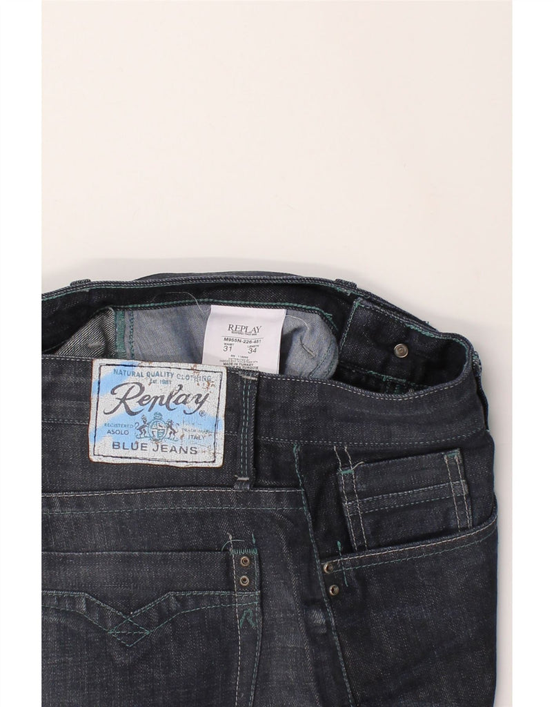 REPLAY Mens Billstrong Straight Jeans W31 L28 Navy Blue Cotton Vintage Replay and Second-Hand Replay from Messina Hembry 