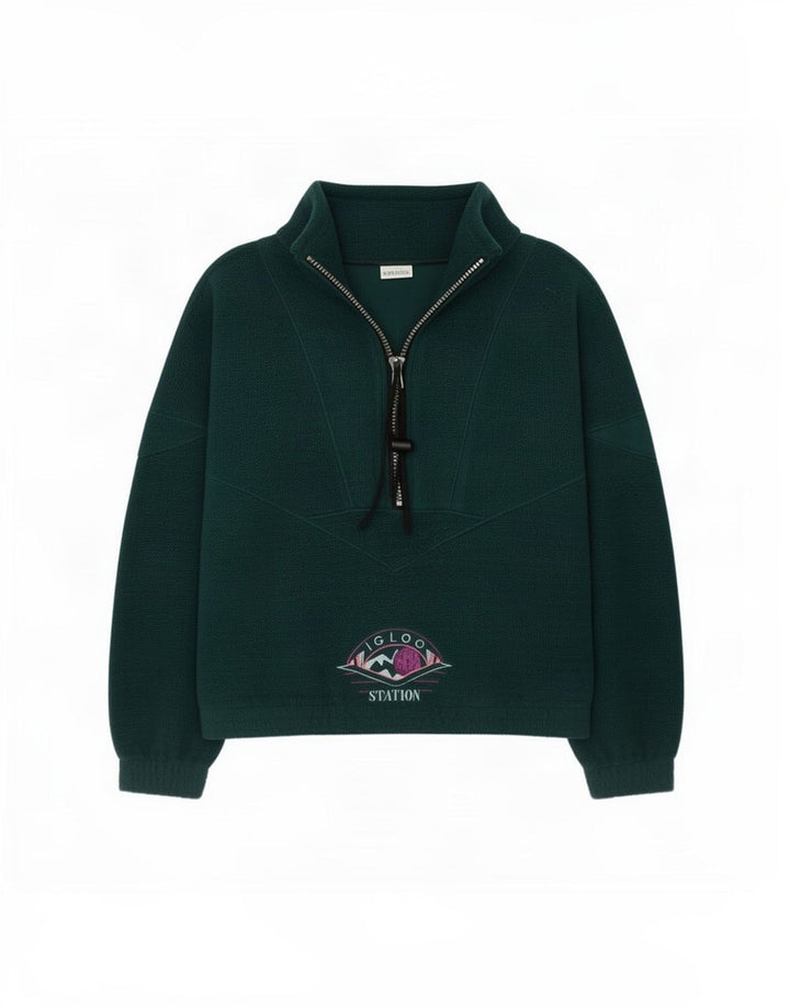 Gabor Mens Zip Neck Fleece Jumper Medium Green