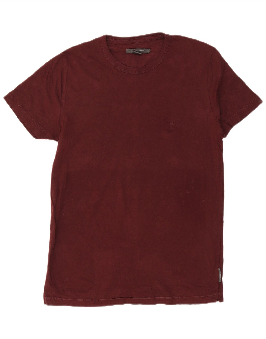 French Connection Mens T-Shirt Top Medium Burgundy Cotton