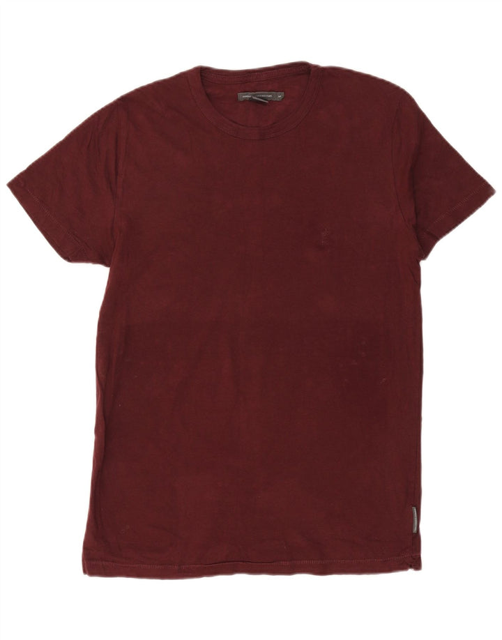 French Connection Mens T-Shirt Top Medium Burgundy Cotton