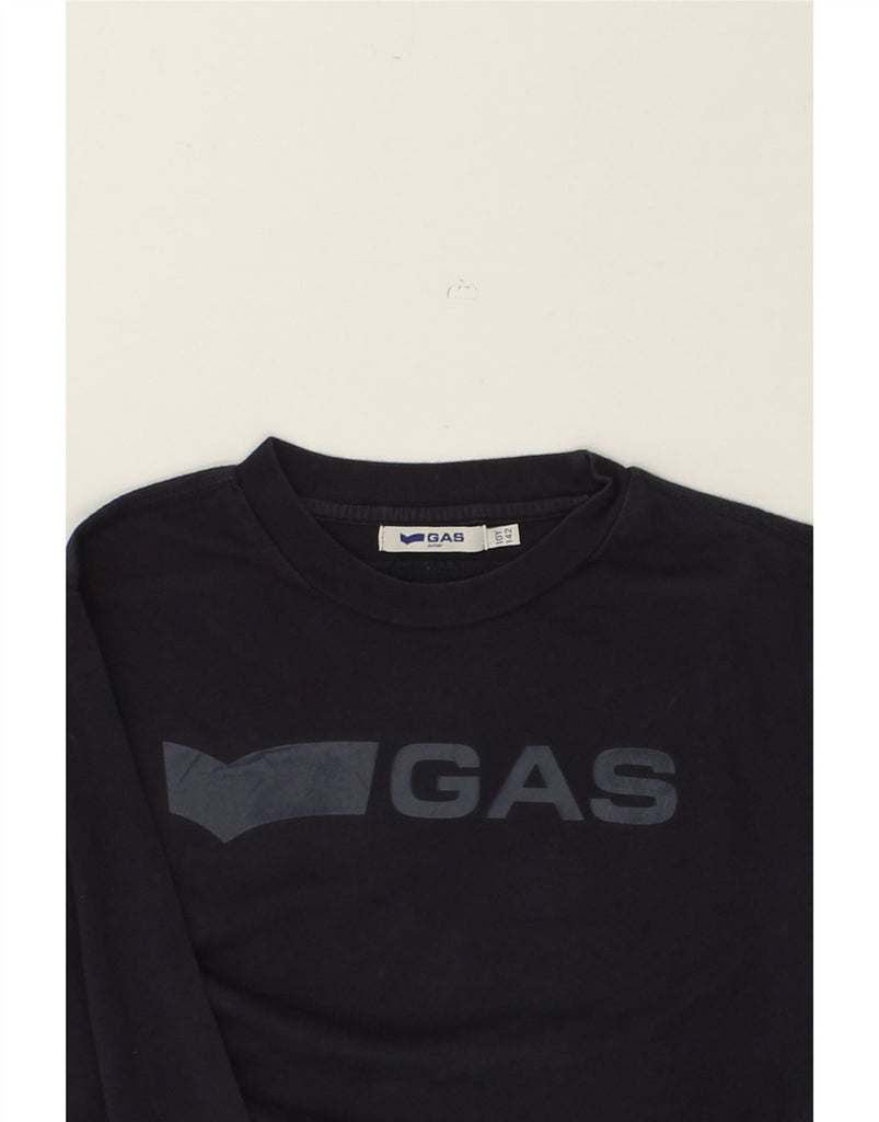 GAS Boys Graphic Top Long Sleeve 9-10 Years Navy Blue Cotton | Vintage Gas | Thrift | Second-Hand Gas | Used Clothing | Messina Hembry 