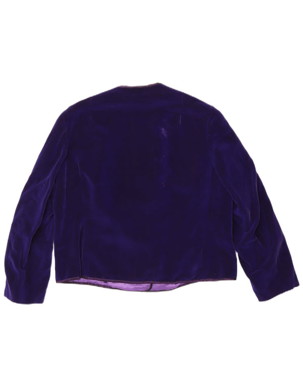 Vintage Womens 5 Button Velvet Blazer Jacket UK 14 Medium Purple